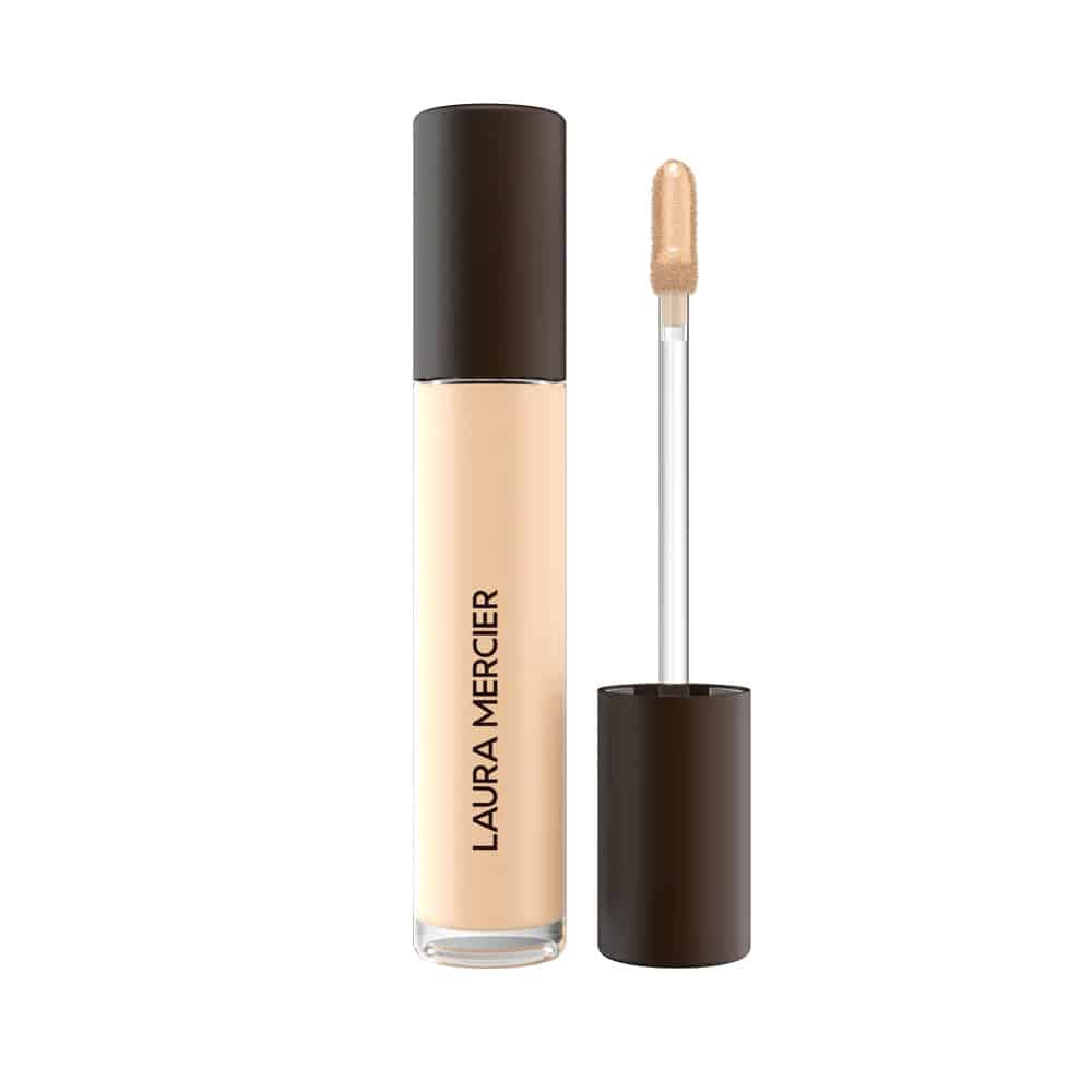 Concealer in pale beige tube with dark brown cap and doe-foot applicator