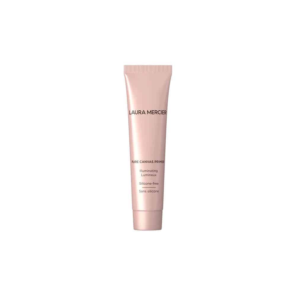 Laura Mercier face primer tube, illuminating mini, pink squeeze tube with label