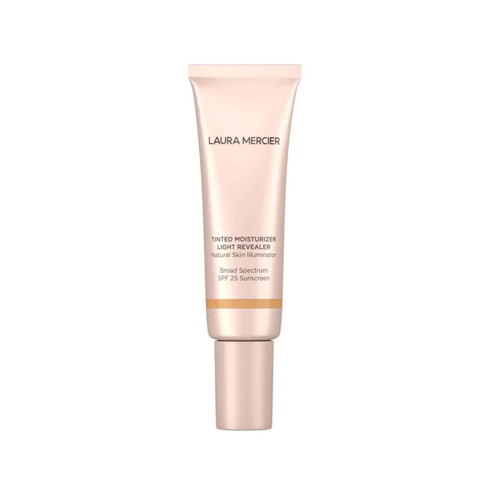 Tinted moisturizer tube with SPF 25, light warm beige cream