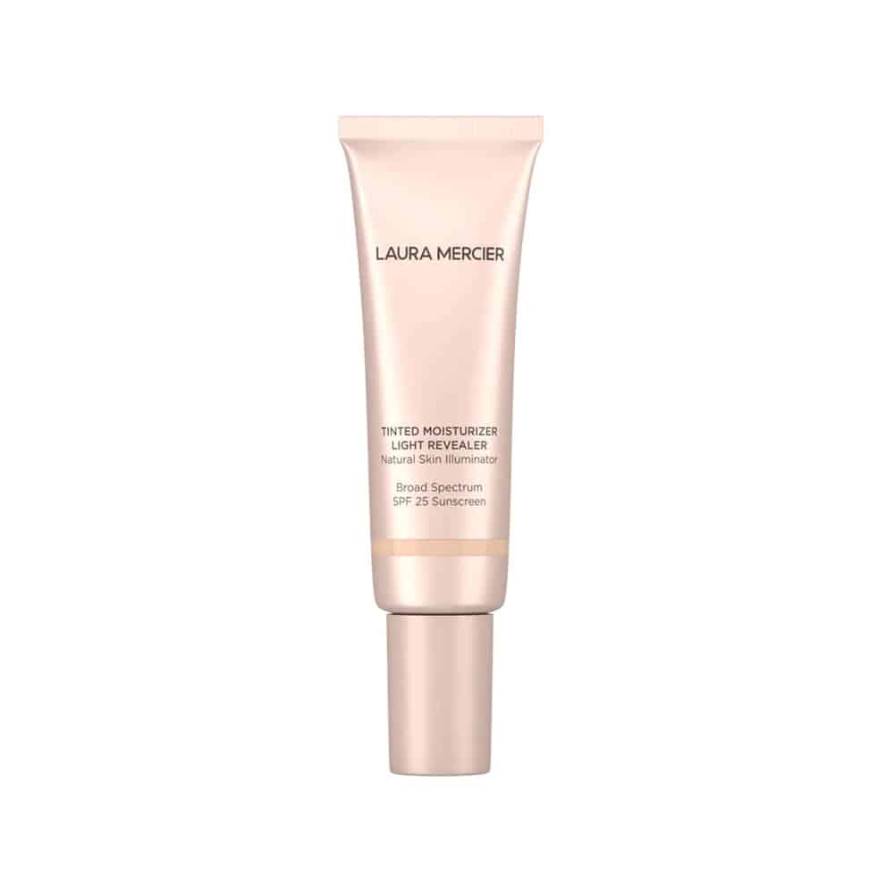 Tinted moisturizer tube with SPF 25, light natural beige-toned cream