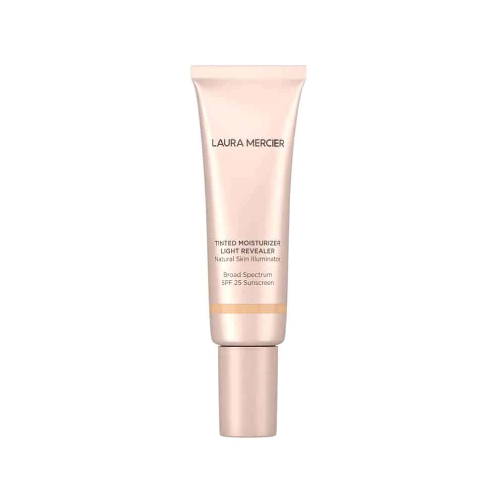 Tinted moisturizer tube with SPF 25, warm light beige cream