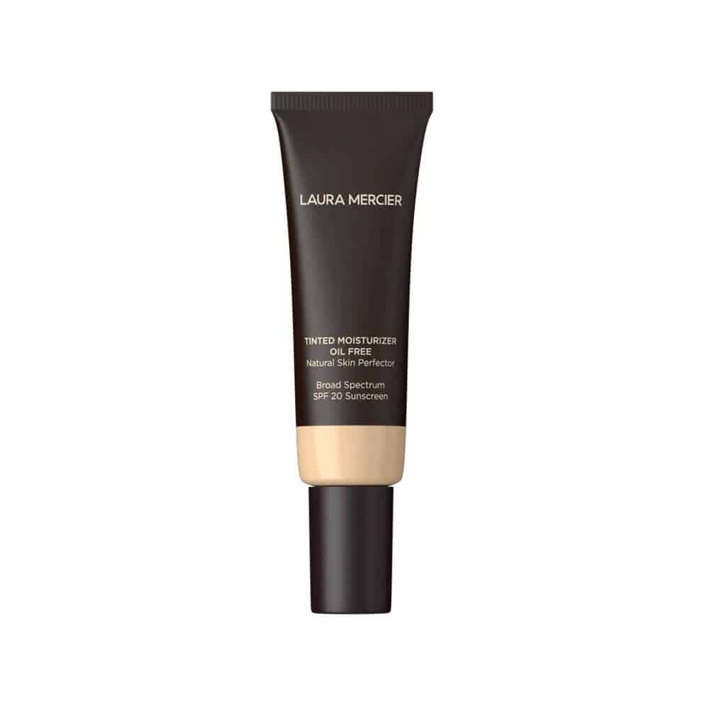 Tinted moisturizer tube, oil-free SPF 20, dark brown with light beige base and label