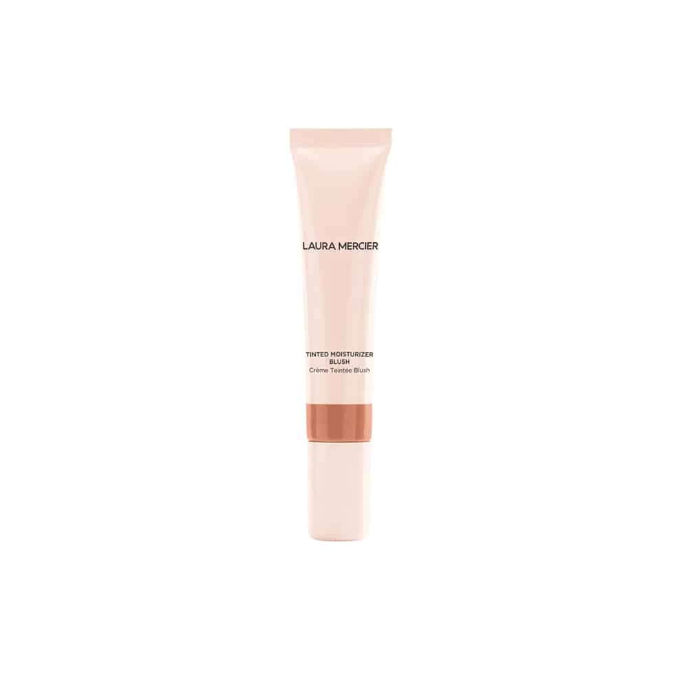 Tinted moisturizing blush squeeze tube with peach-colored band