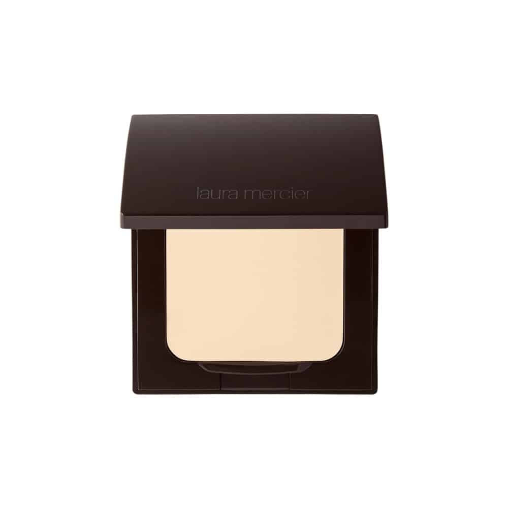 Laura Mercier pressed setting powder compact with pale beige pan, dark outer case