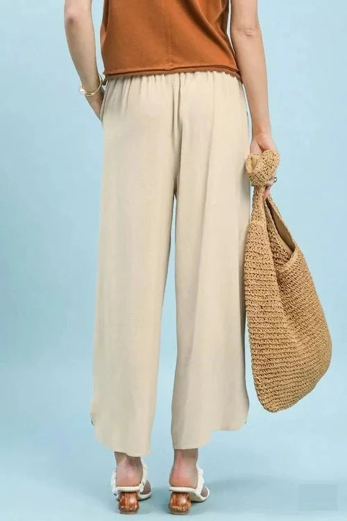 Linen Embroidered Wide-Leg Boho Pants