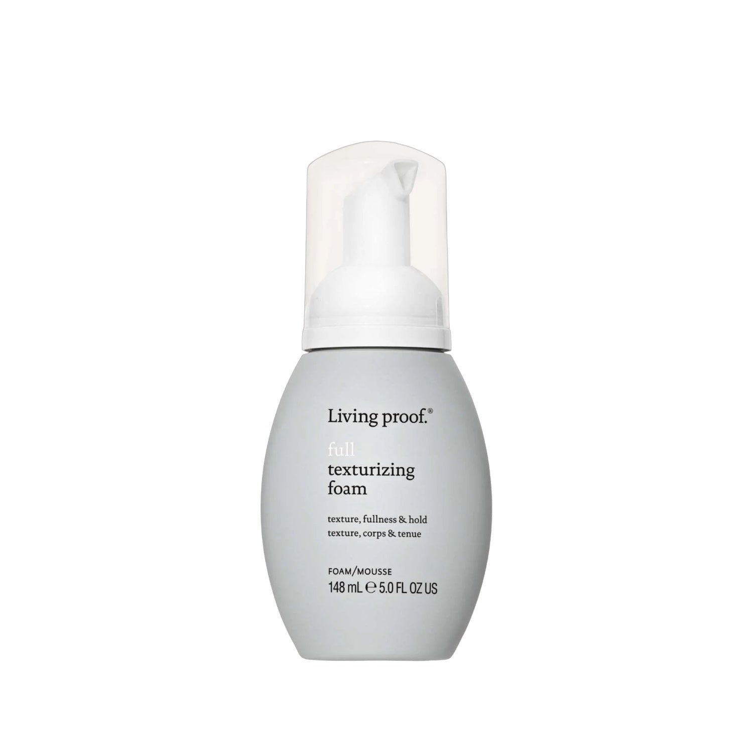 Foaming hair texturizing mousse bottle, white pump, 148 mL