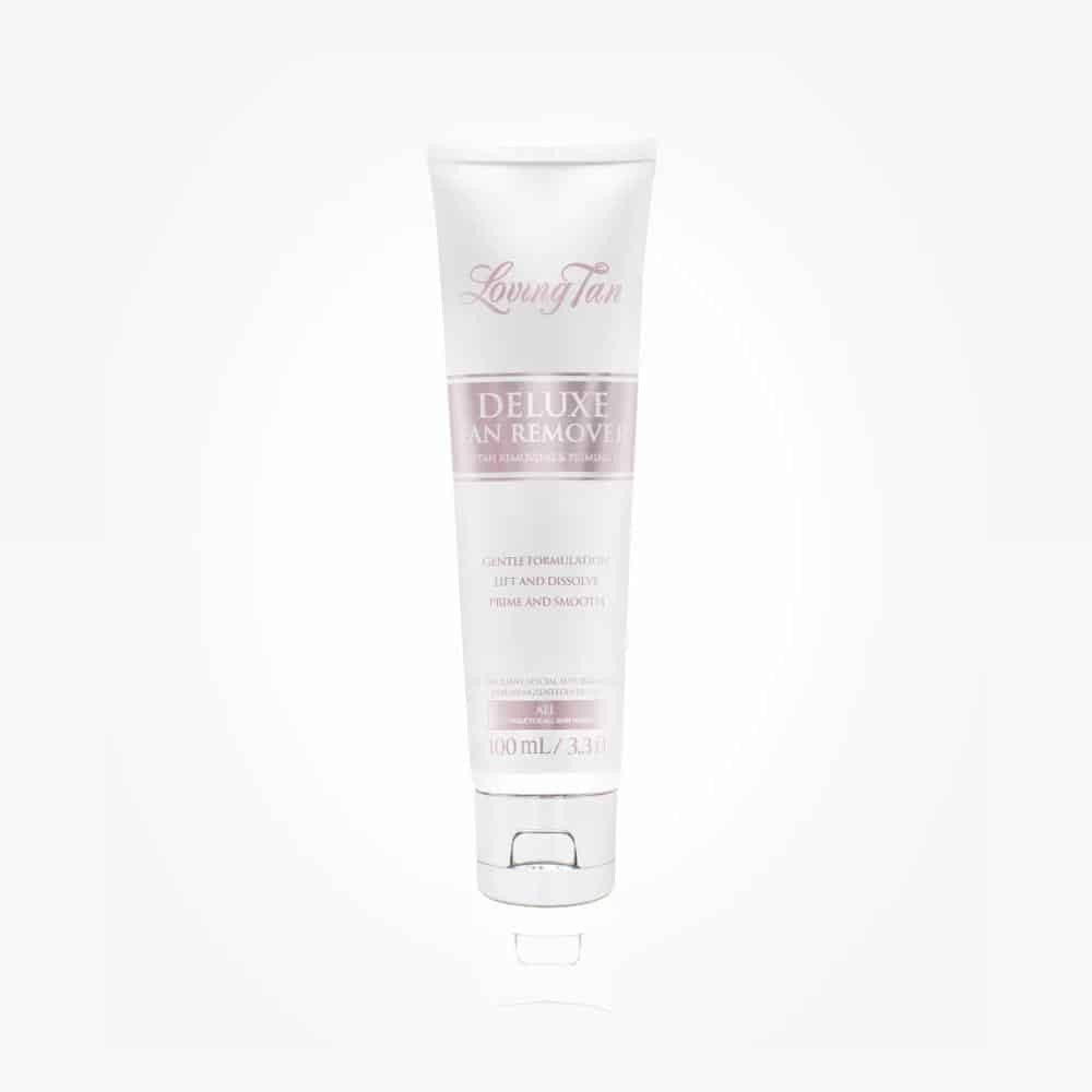 Tan remover tube, white with pink logo, 100ml