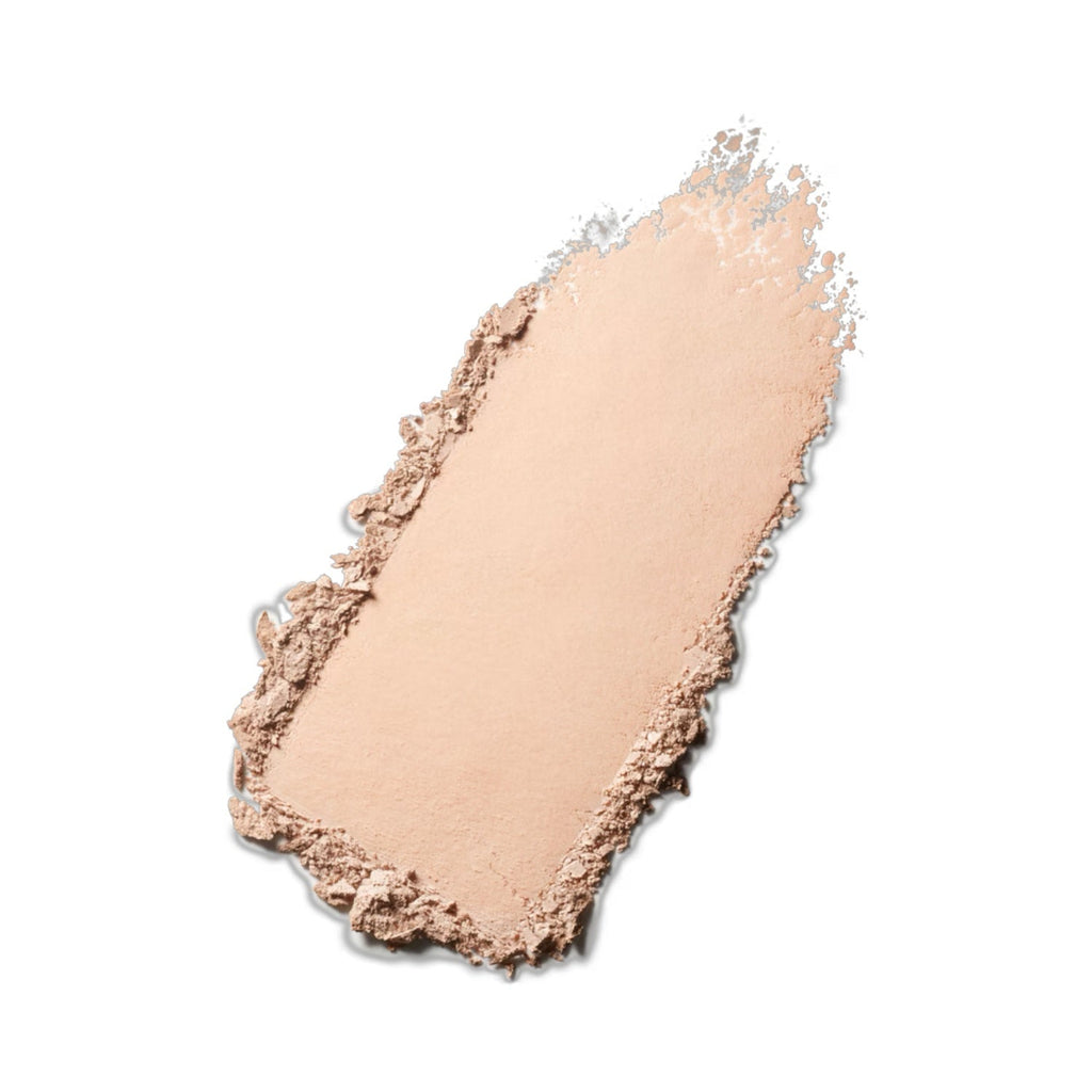 Mineralized skinfinish powder swatch, pale tan with shimmery crumb texture