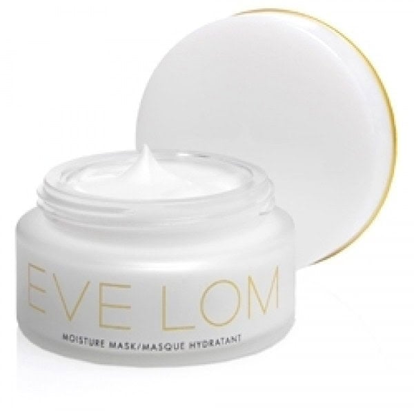 eve lom moisture mask jar with white cream, open lid