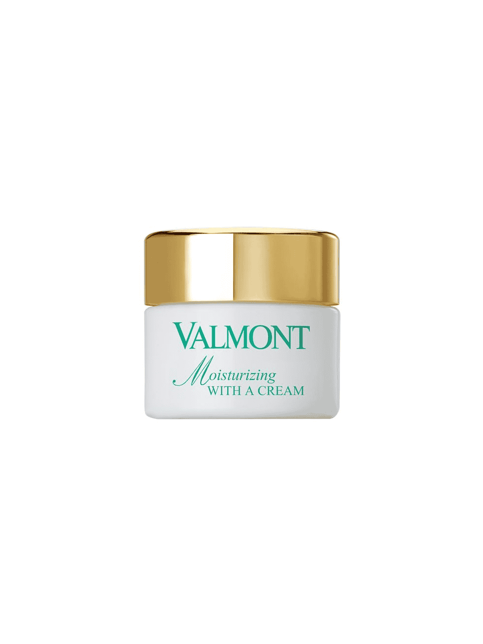 Valmont moisturizing cream jar with gold lid and white container