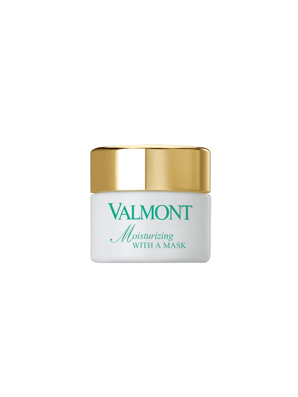 Valmont moisturizing mask jar, gold lid, white container