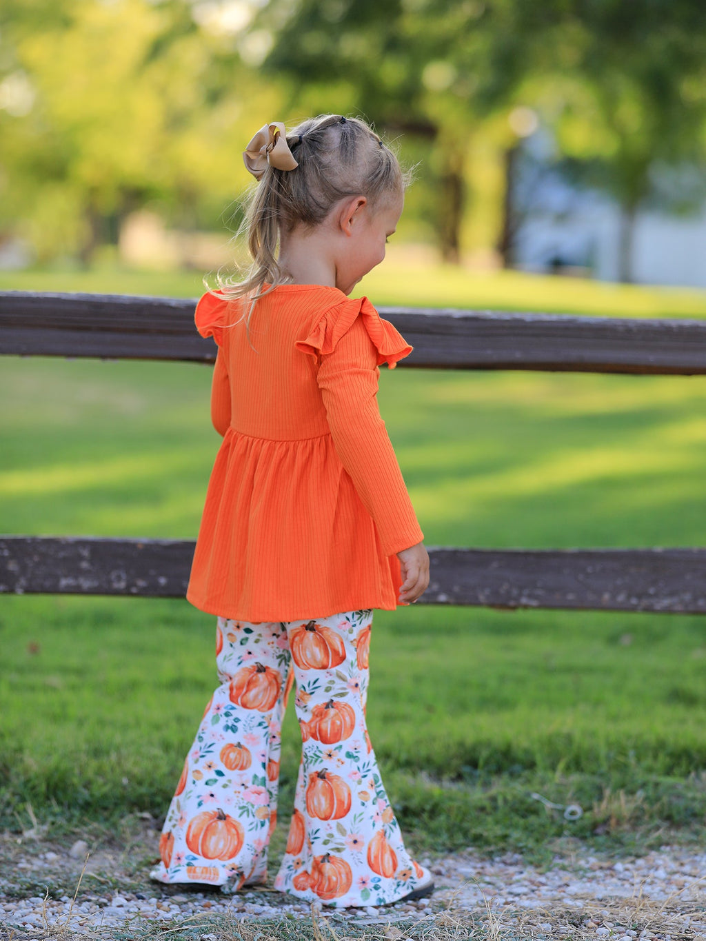 PREORDER Girls Fall Pumpkin Print Set