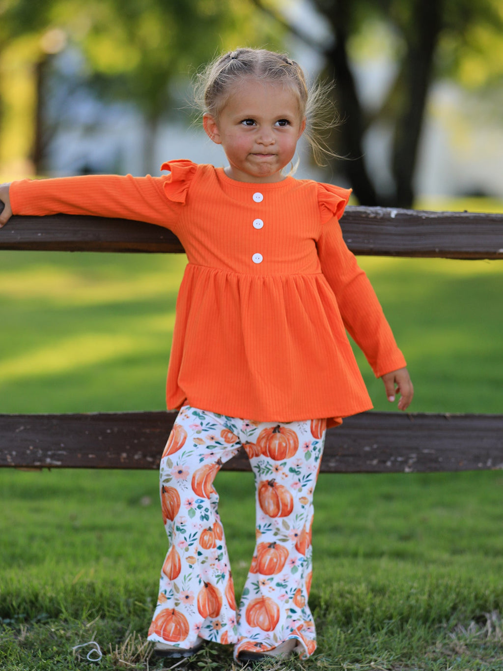 PREORDER Girls Fall Pumpkin Print Set