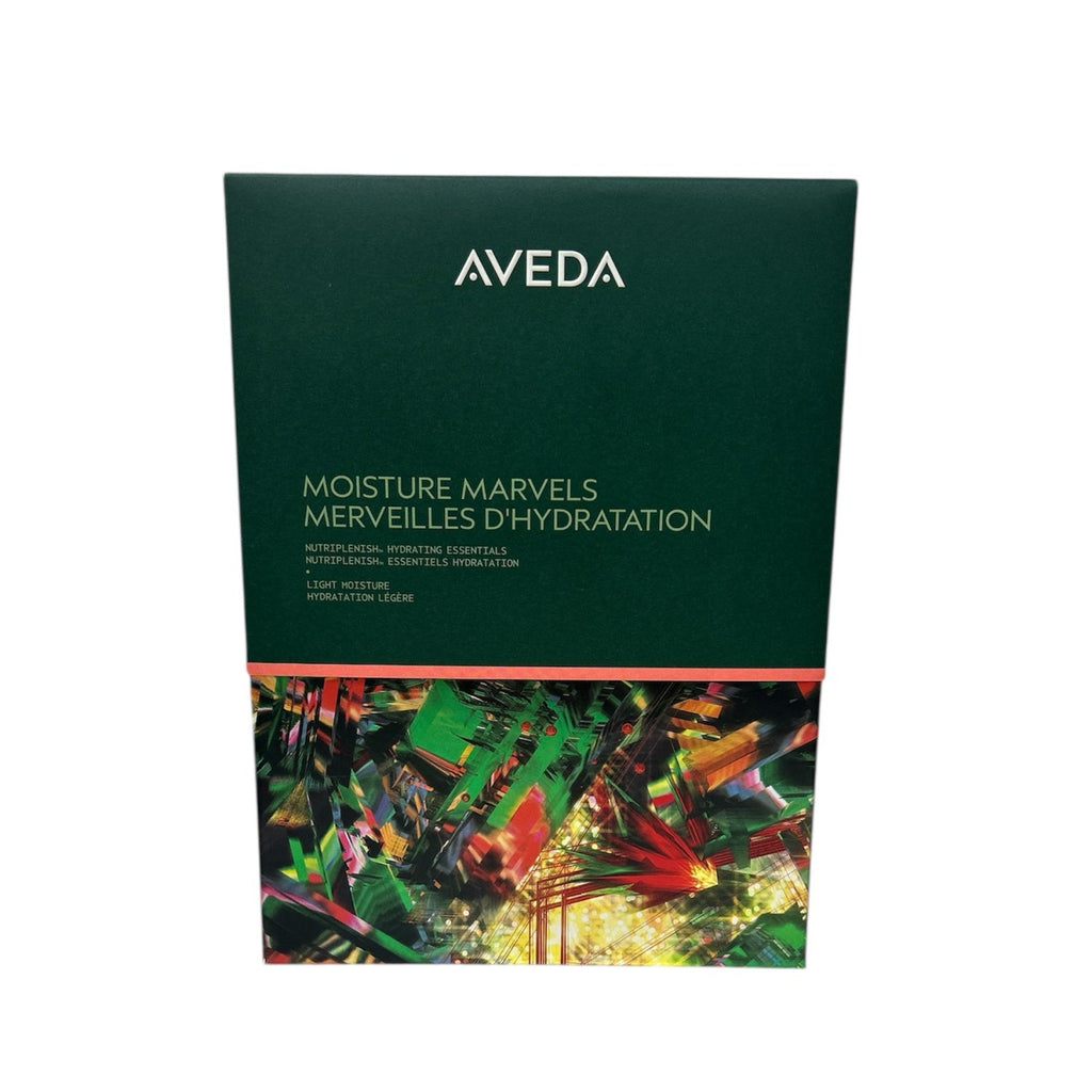 Aveda hydrating gift box with green top and colorful graphic lower panel