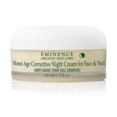 Face & neck night cream jar with white lid and beige label, Monoi Age Corrective