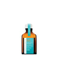 Light hair treatment bottle with amber glass, teal label, and white cap