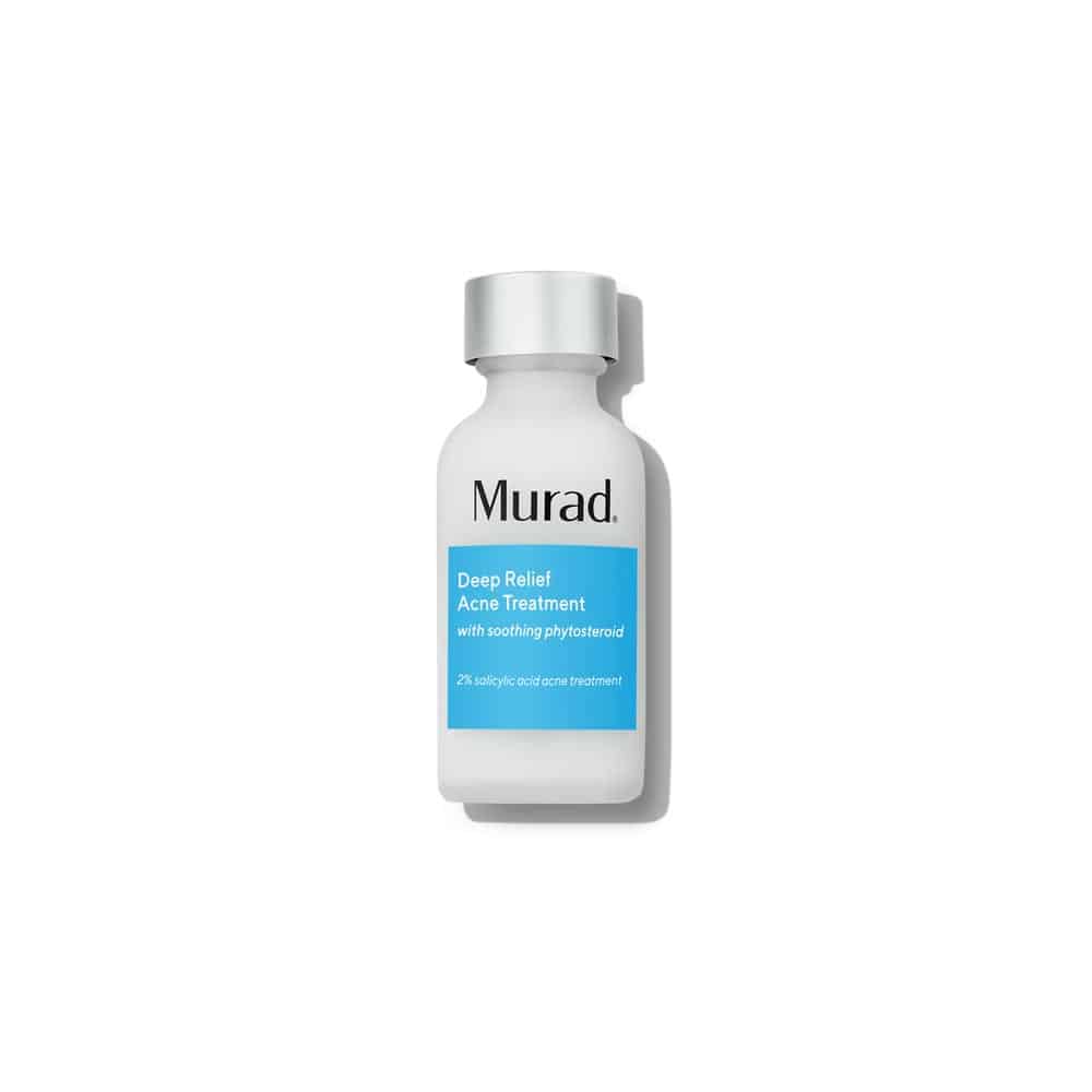 Murad Deep Relief acne treatment bottle with gray cap and blue label