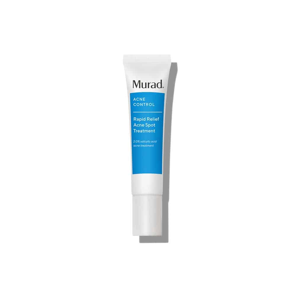 Murad acne spot treatment tube, white with blue label and squeeze applicator tip