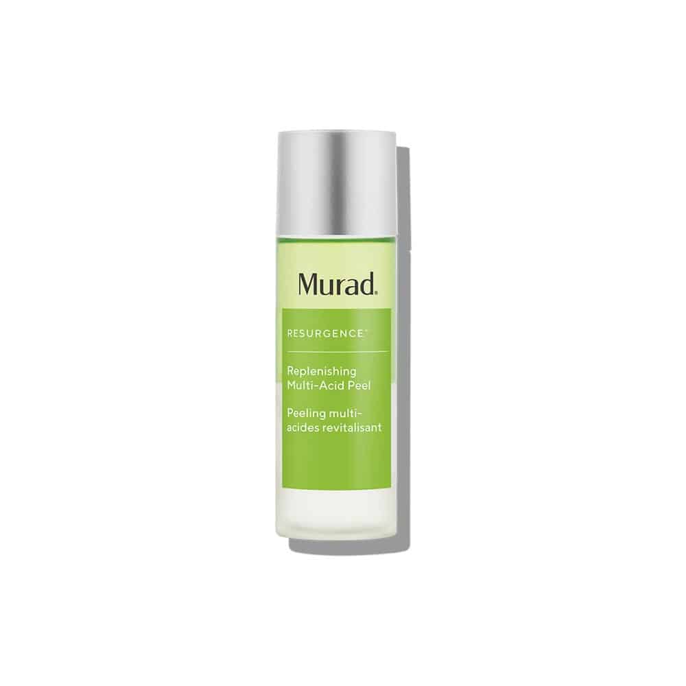 Murad replenishing multi-acid peel bottle with green label and silver cap, 3.3 oz