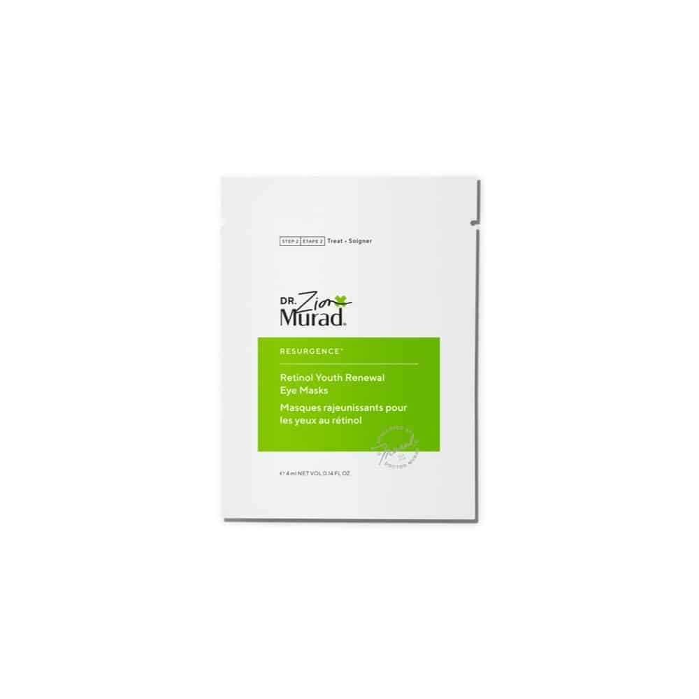 Murad retinol eye masks box back, white with green information panel