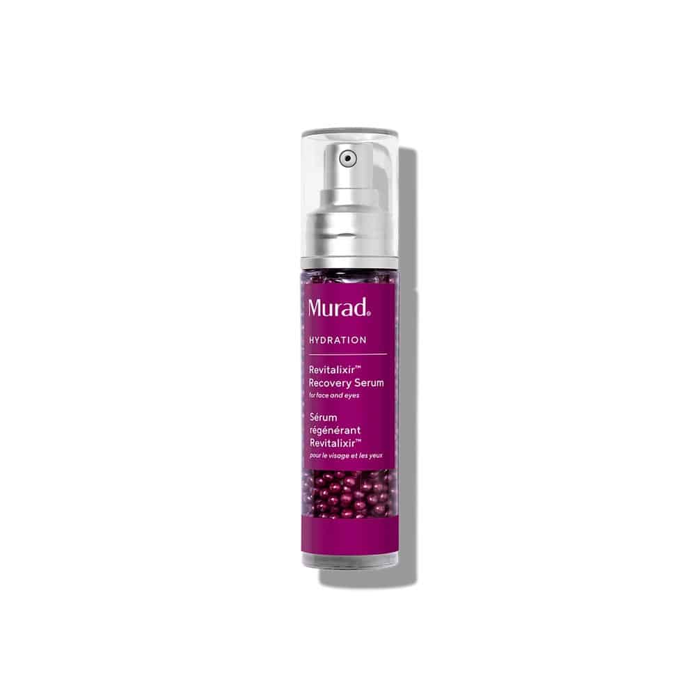 Murad Revitalixir™ Recovery Serum bottle with pump, clear liquid and purple label