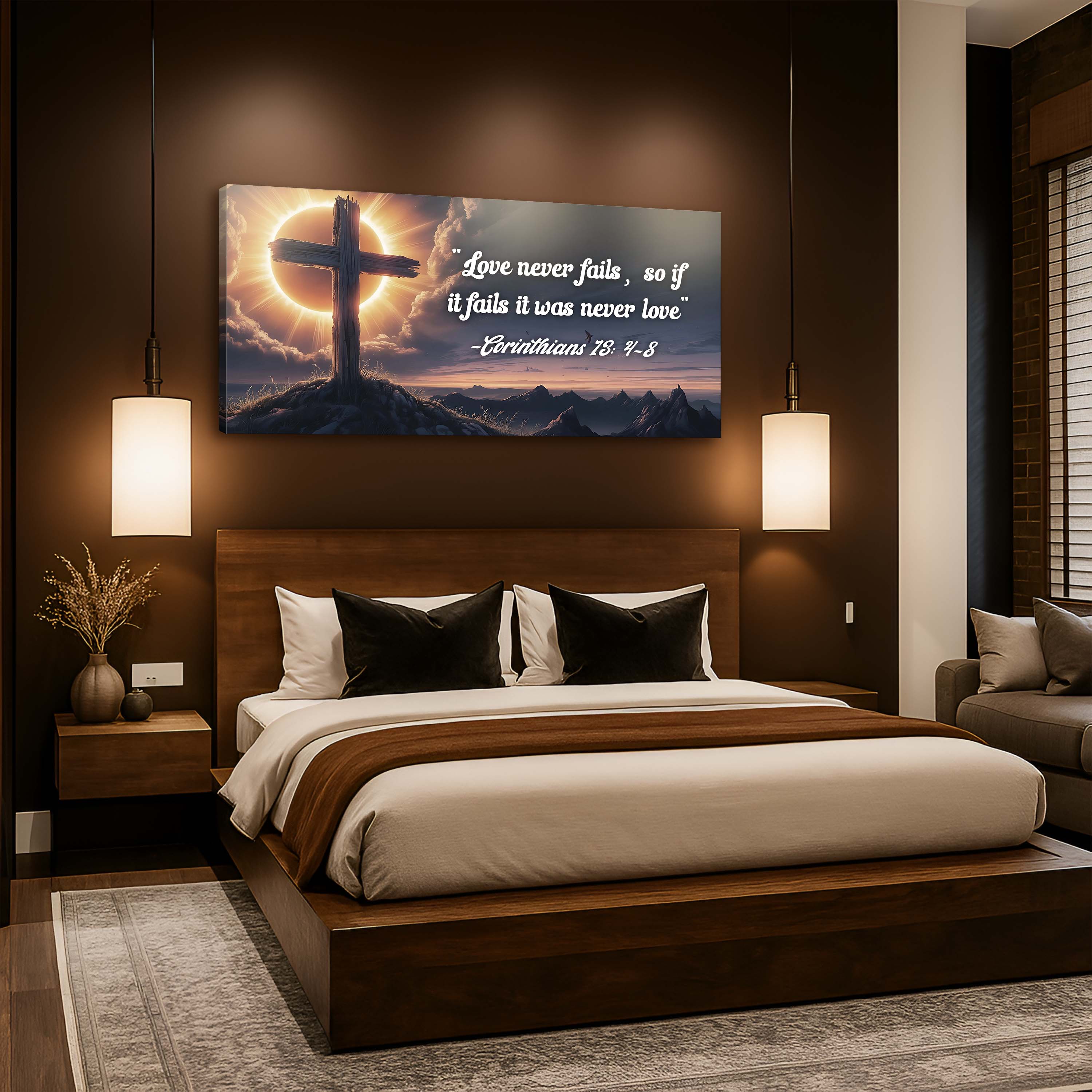 Corinthians 13:4-8 - Love Never Fails Faith Sign