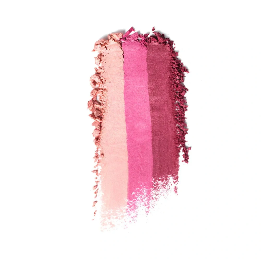 Blush swatch with light pink to deep berry gradient and sparkly finish