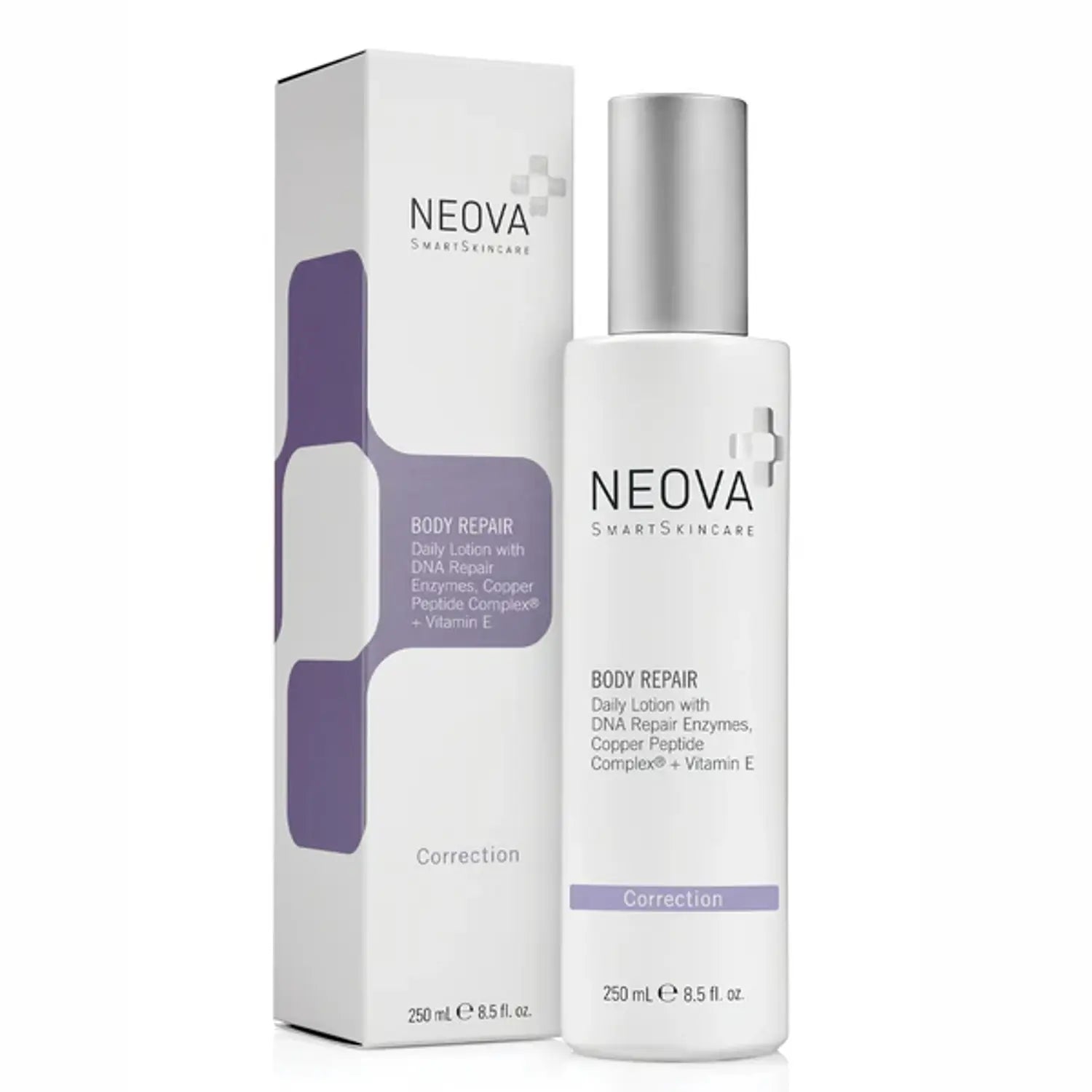 Neova Body Repair lotion bottle with box, 8.5 fl oz, pump dispenser