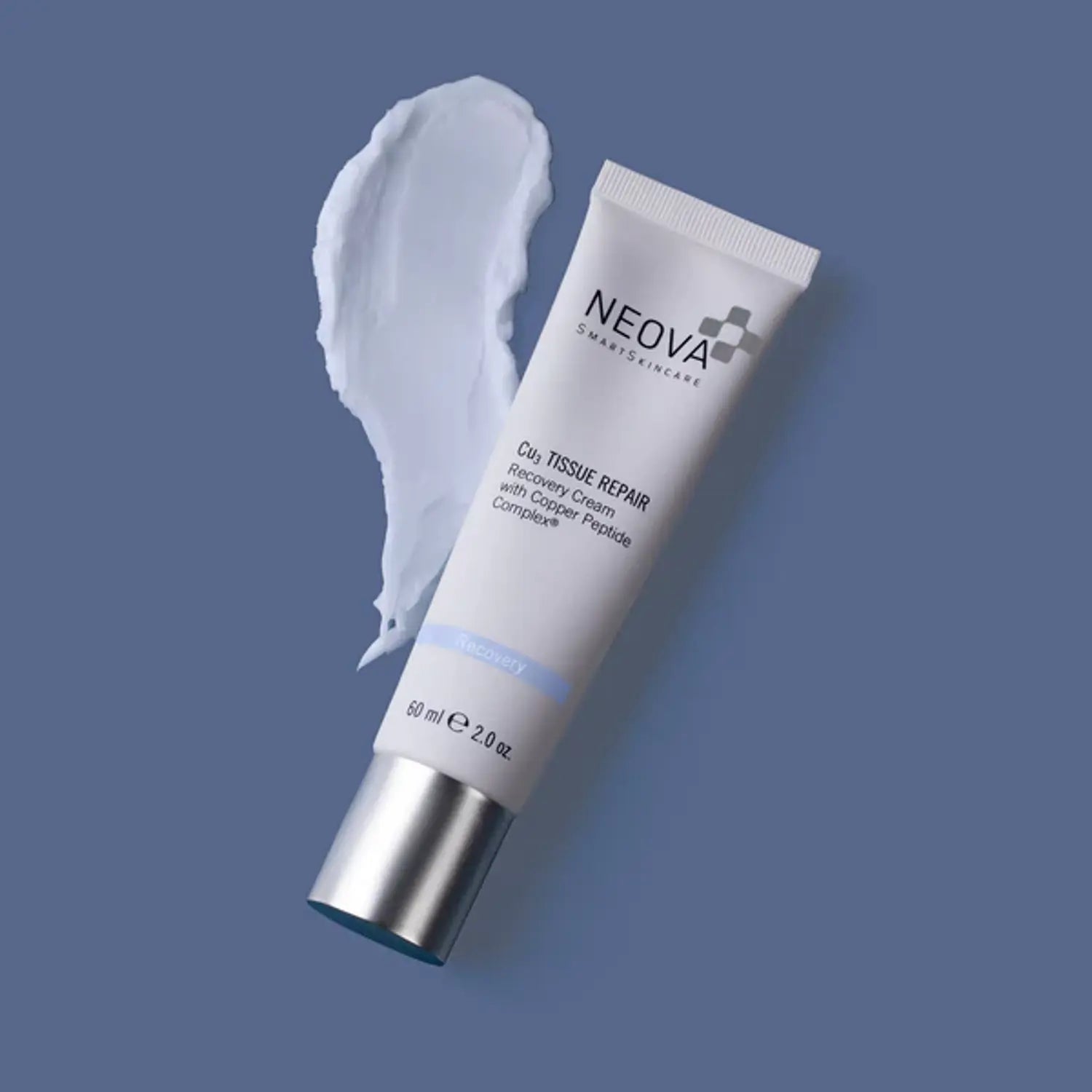 Neova CU3 tissue repair recovery cream tube with silver cap and opened smear