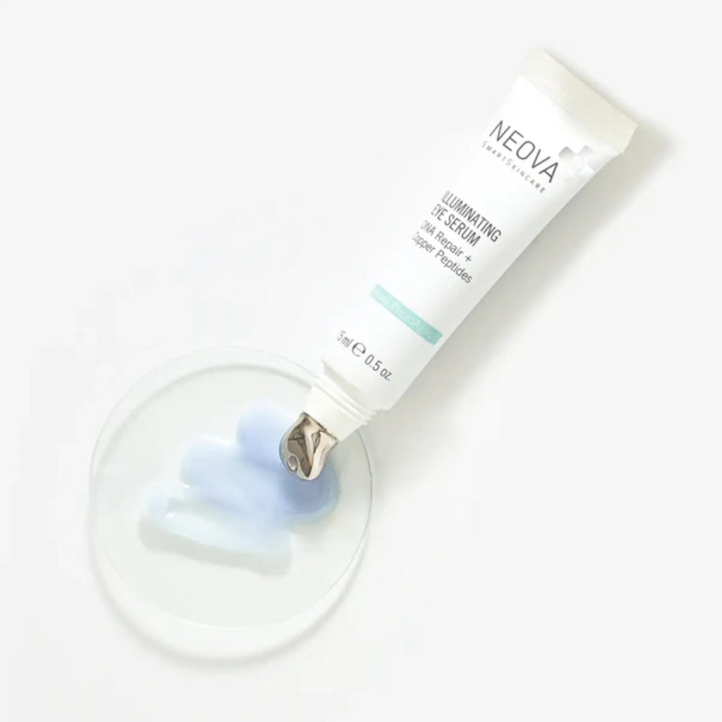 Neova eye serum tube with pale gel swatch, 0.5 oz