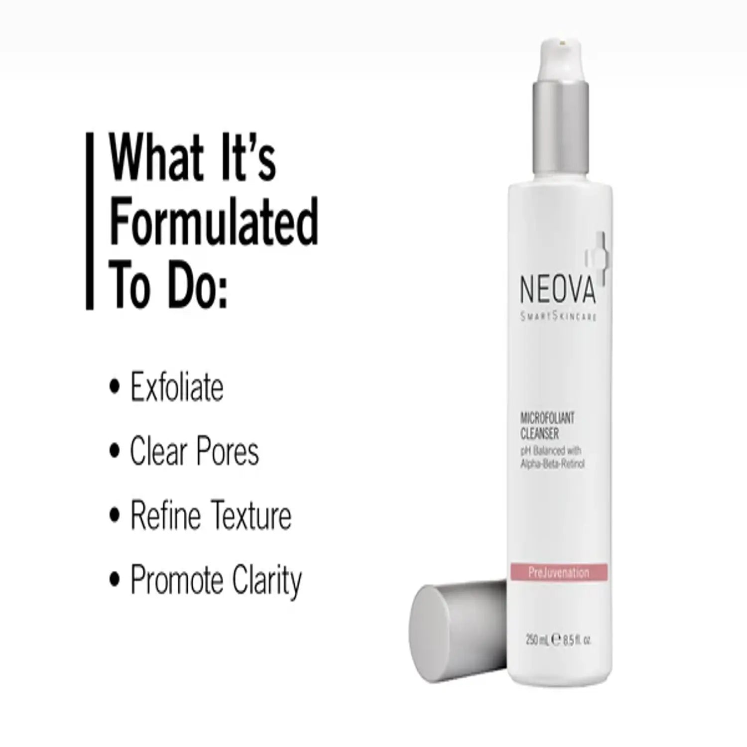 Neova microfoliant cleanser bottle with pump top, 8.5 oz