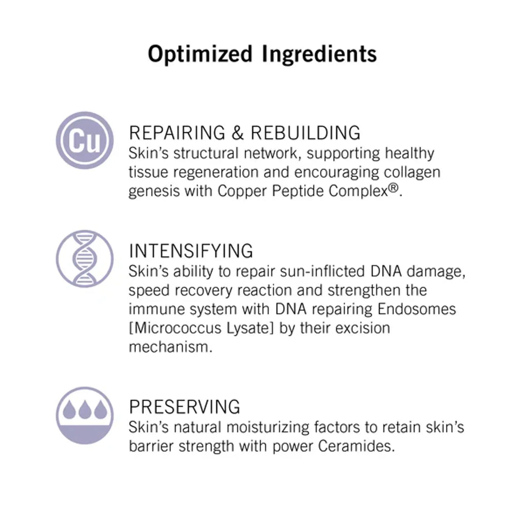 Optimized Ingredients panel: Repairing & Rebuilding, Intensifying, Preserving