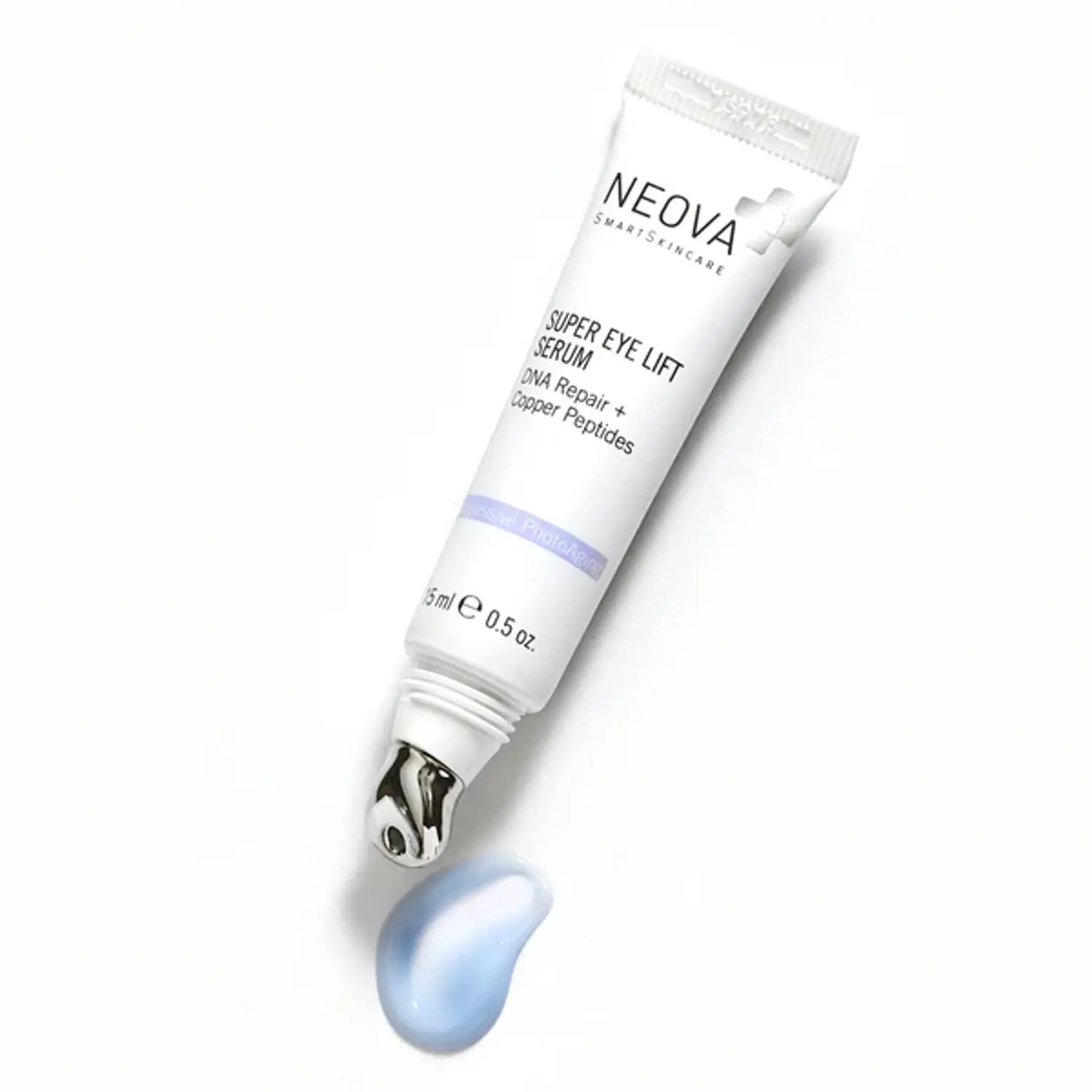 Neova eye lift serum tube with applicator tip and visible blue gel