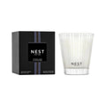 Nest New York scented candle in black gift box and clear striped glass jar