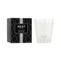Scented candle jar, white ribbed glass with NEST logo, with black patterned box