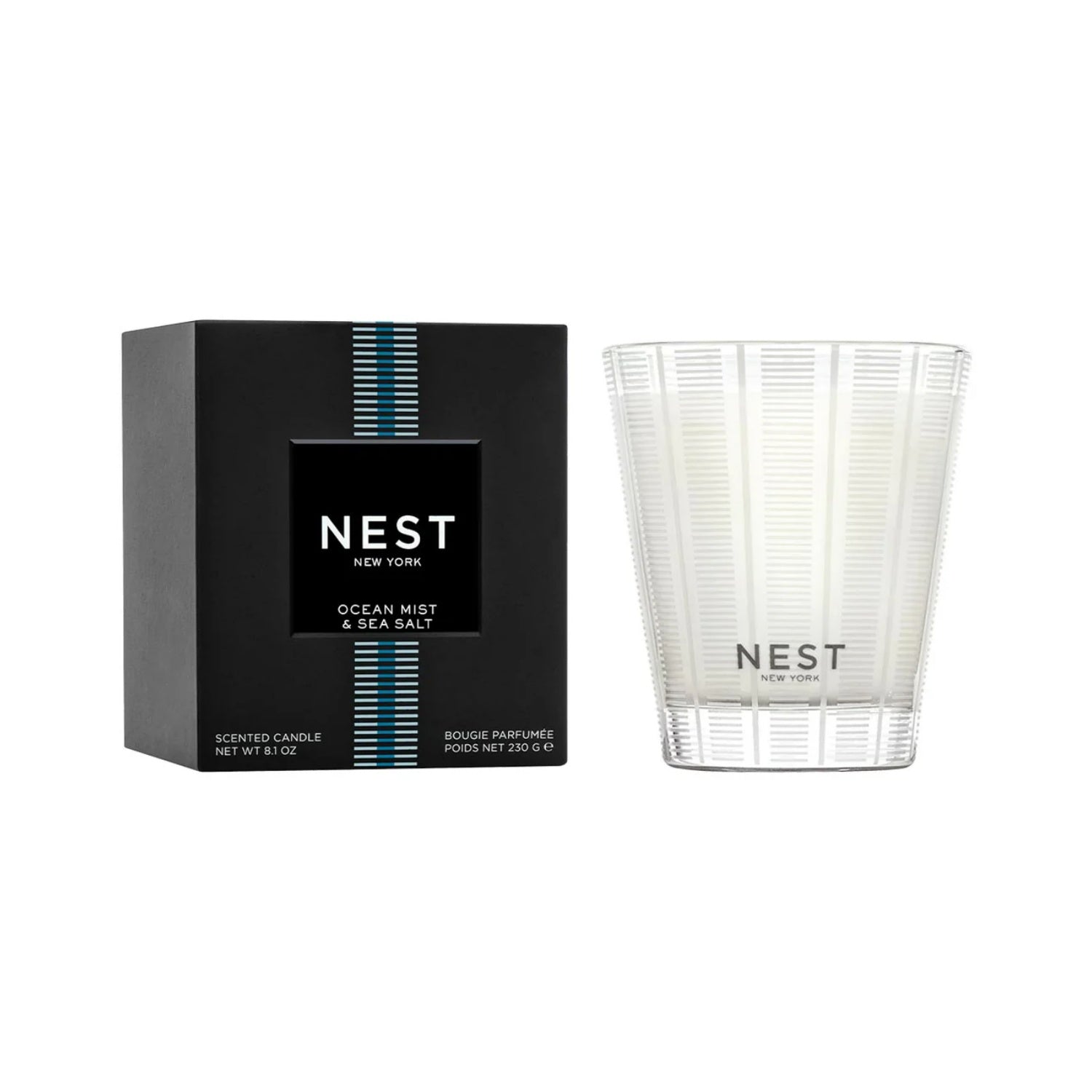 Ocean Mist & Sea Salt scented candle, NEST box with label