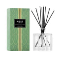 Reed diffuser set with boxed bottle, clear glass with black reeds