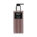 Nest New York liquid soap bottle with black pump, rose-ombre glass, Rose Noir & Oud label
