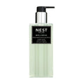 NEST New York liquid soap bottle, wild mint & eucalyptus, 10 oz, clear green glass with pump