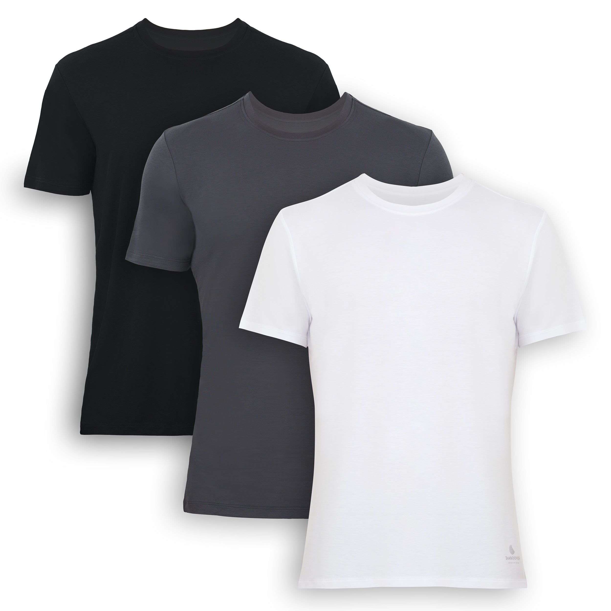 Men's crew neck undershirts 3-pack: black, gray, and white crew tees