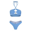 Low Waist High Slit Solid Color Bikini Sexy Split Swimsuit Women Bikini