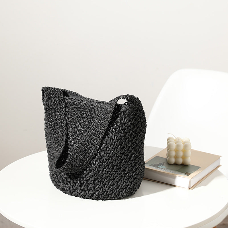 Hand Woven Bag Woven Bag Straw Bag Woven Bag Bucket Bag Seaside Vacation Beach Bag