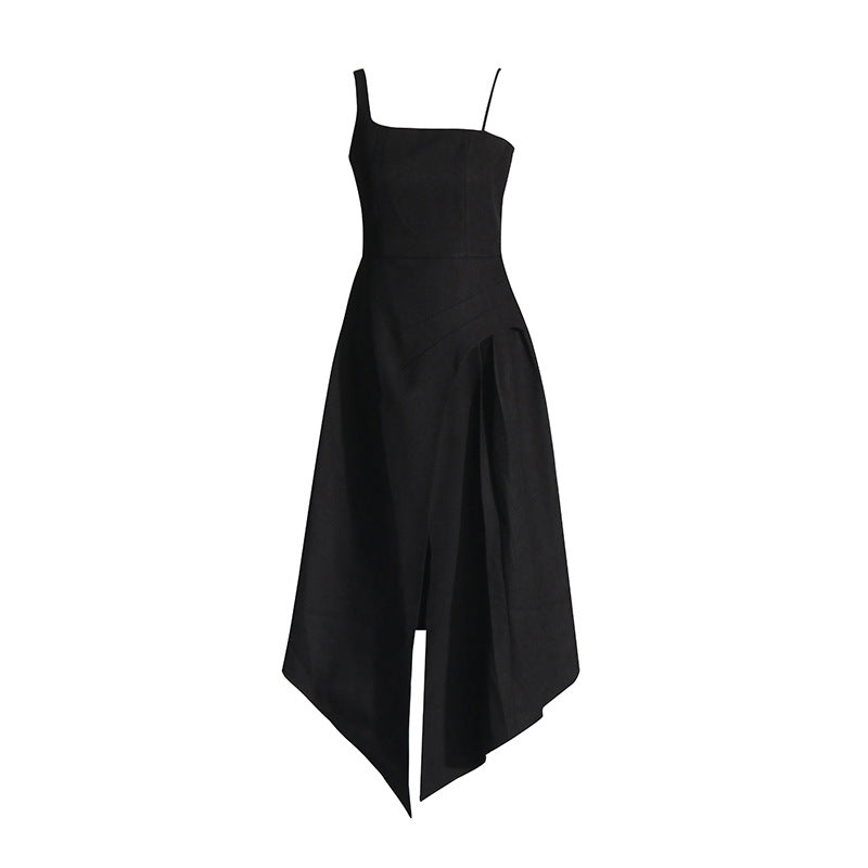 Elegant Vietnam Special Interest Design Detachable Pullover Patchwork Cami Dress Women Summer Slit Dress Women