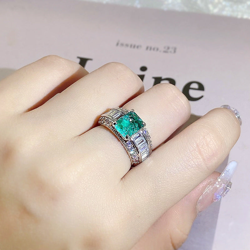 Inlaid Artificial Cultivation Artificial Diamond Ring