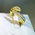 Adjustable Snake Ring for Women in Gold, White Gold, and Rose Gold with Gemstone Inlay