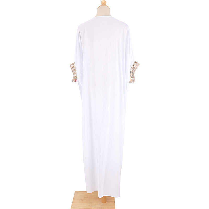 Embroidery Robe Beach Jacket Sun Protection Long Skirt Beach Cover Up Swimsuit Outwear Women