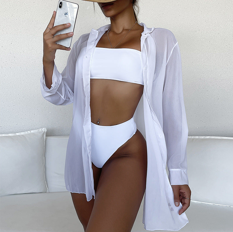 Summer Outerwear Shirt Print Chiffon Fabric Long Sleeve Sun Protection Chiffon Coat Sun Protection