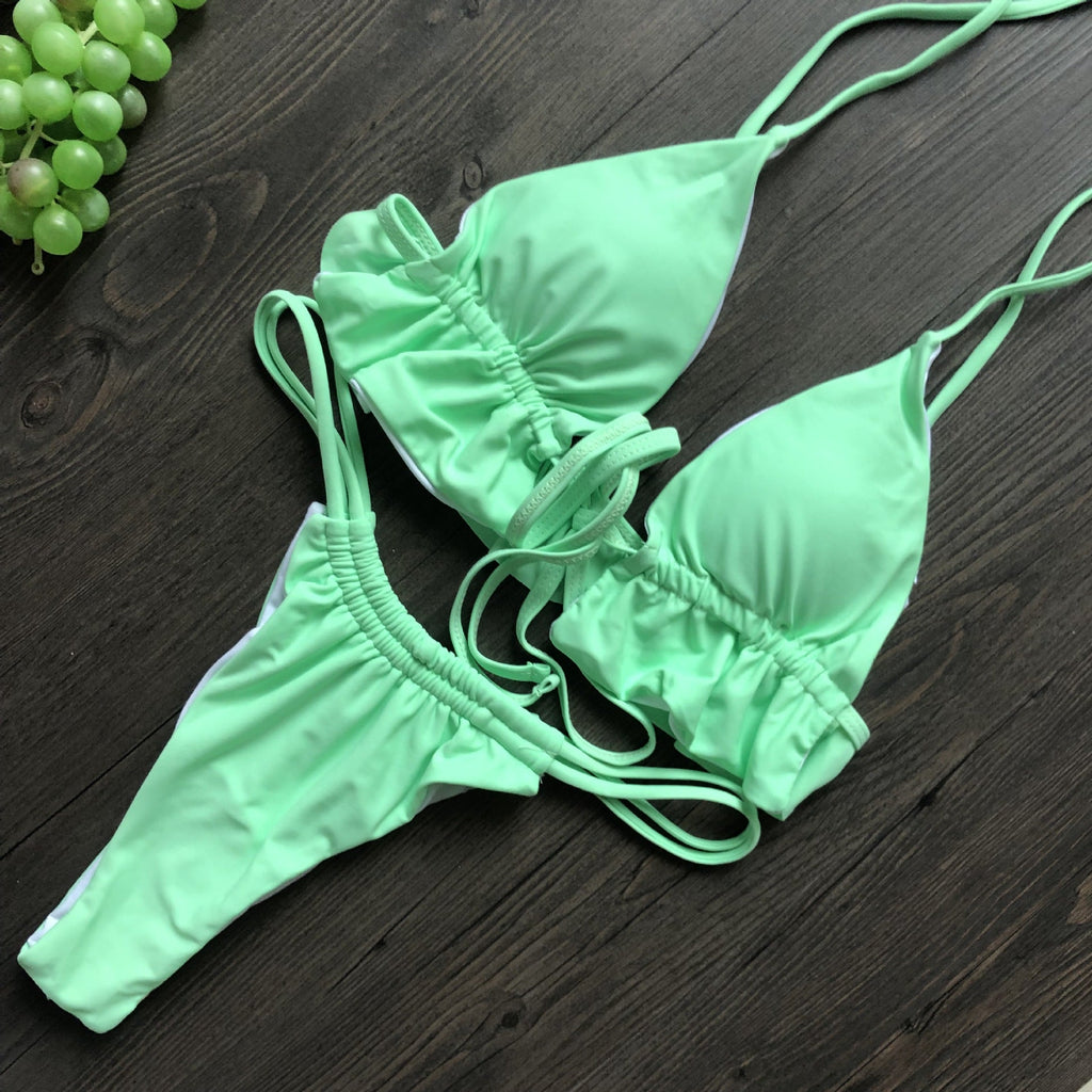 Swimsuit One-Piece Backless Sexy Solid Color Bikini Swimsuit Women Bikini