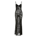 Spring Summer Women Mesh Sexy See through V neck Backless Slim Fit Sling Dress