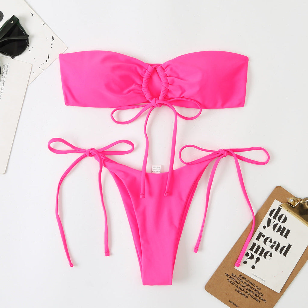 Double Sided Tube Top Lady Sexy Split Double Sided Bikini Latest Beach Swimsuit